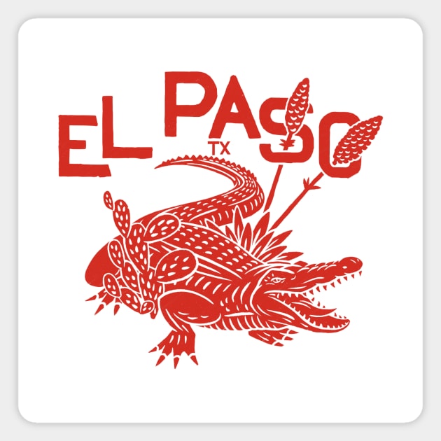 El Paso Alligator w/ text (red) Magnet by BrokenArrow